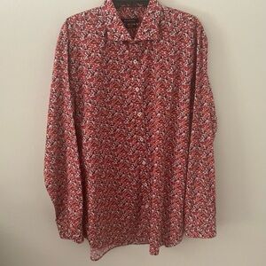 Bugatchi Red and White Lips Casual Button Down Shirt